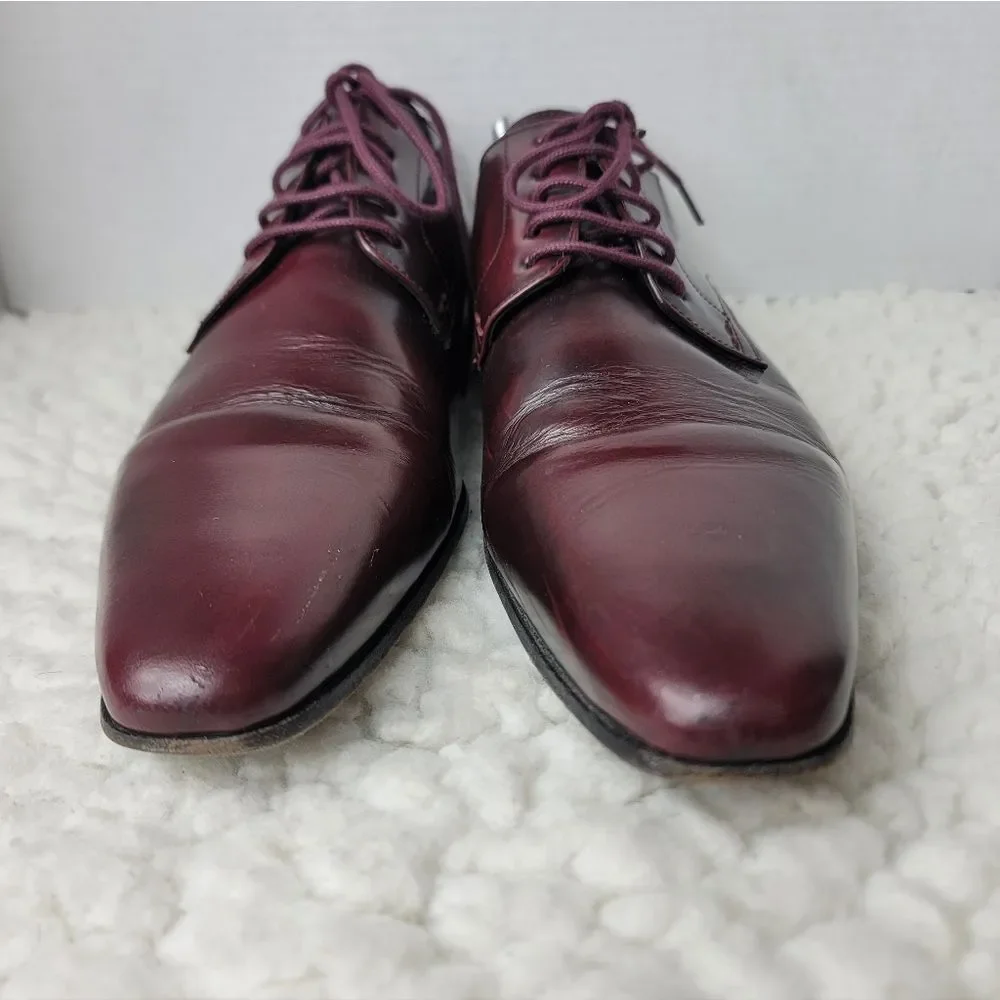 PS Paul Smith Mens 10 Burgundy Leather Derby Dress Shoes Oxblood Designer Italy